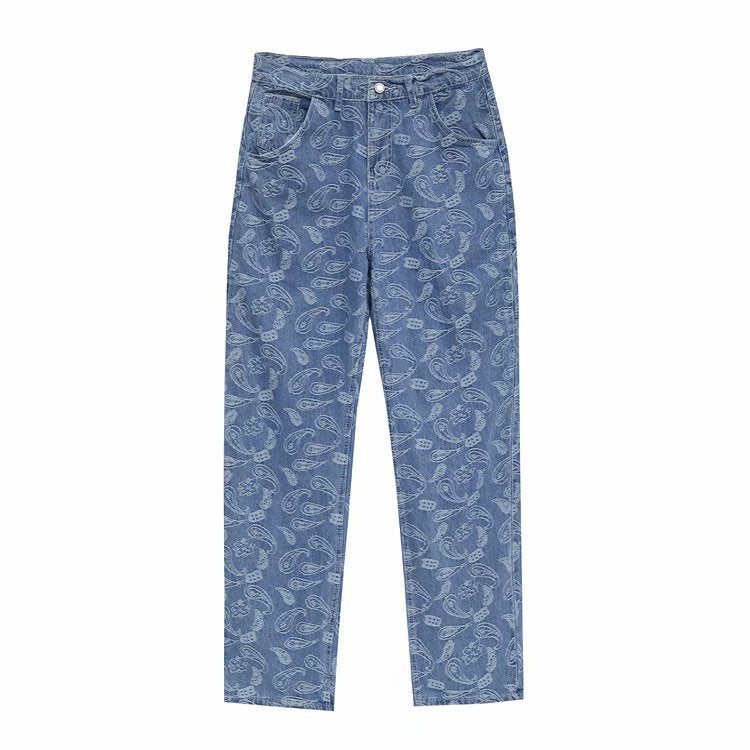 Jeans men's trendy straight leg loose Japanese pants trend Korean wide leg eprolo