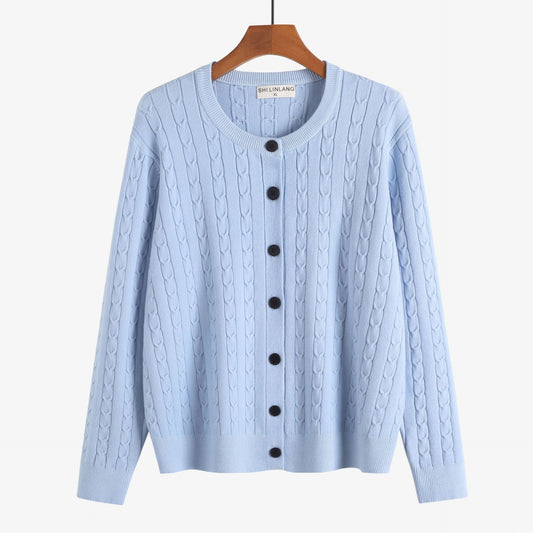 Retro Style Knit Cardigan Sweater Coat for Women, Casual Office Wear, Oversized Fit, Long Sleeve, Pullover Design eprolo