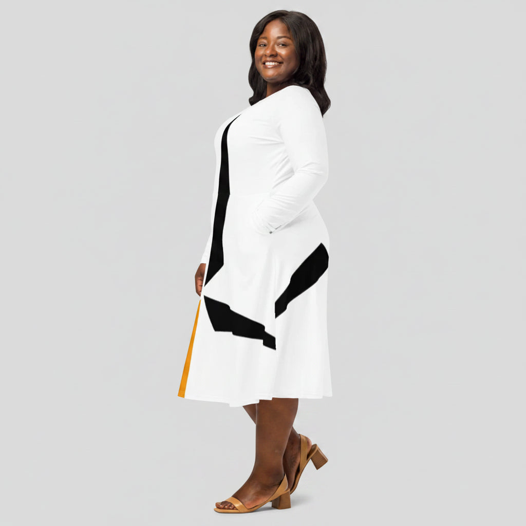 All-Over Print Long Sleeve Midi Dress NORÐR Clothing