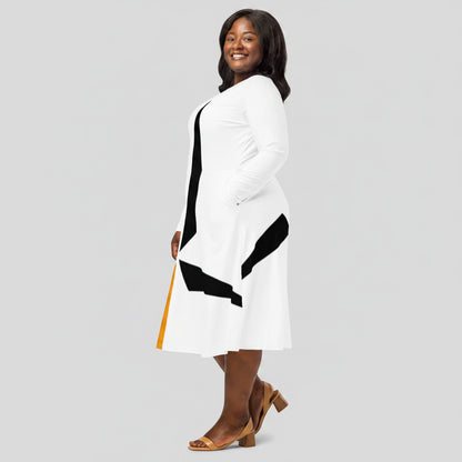 All-Over Print Long Sleeve Midi Dress NORÐR Clothing
