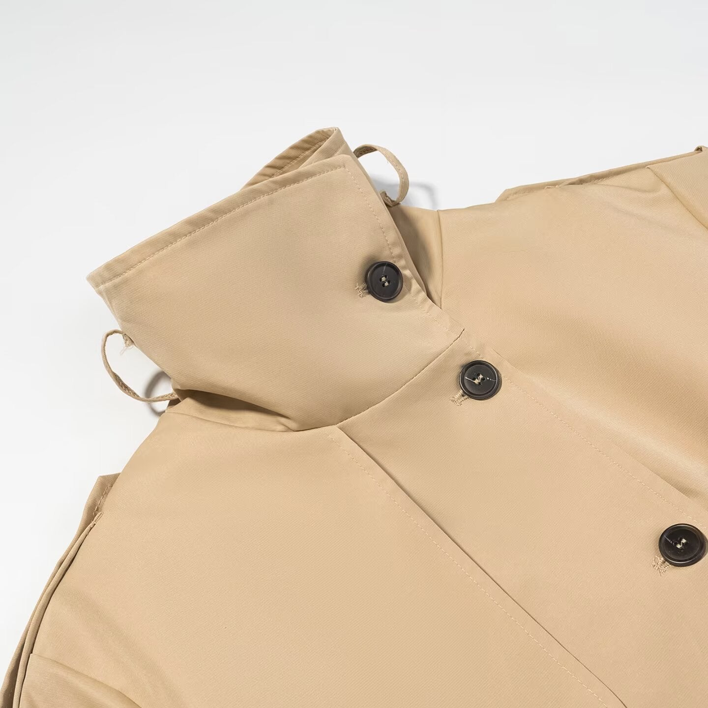 Commuter style contrasting color cuffs mid length trench coat jacket eprolo