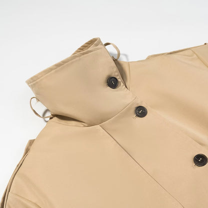 Commuter style contrasting color cuffs mid length trench coat jacket eprolo