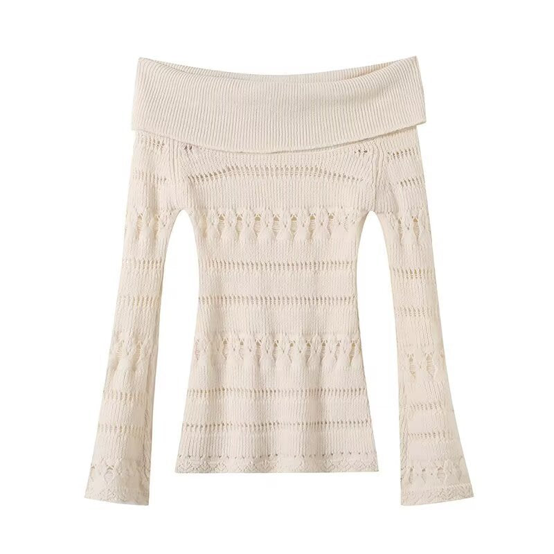 Striped hollowed out one shoulder sweater knitted sweater eprolo