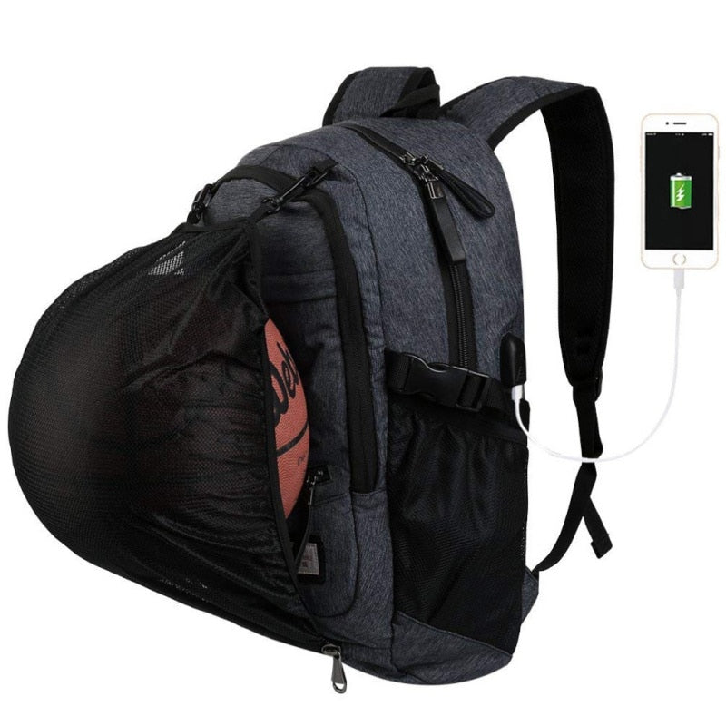 Men Sport Basketball Backpack Laptop School Bag For Teenager Boys Soccer Ball Pack Bag Male With Football Basketball Net eprolo