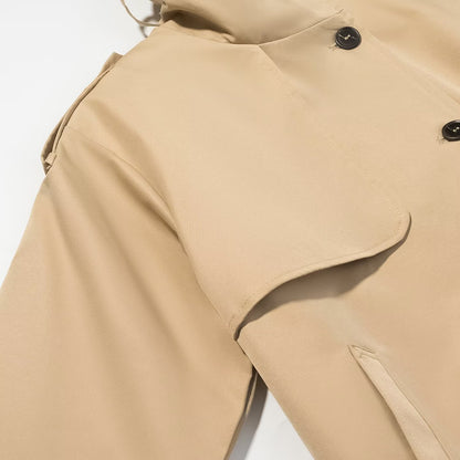 Commuter style contrasting color cuffs mid length trench coat jacket eprolo