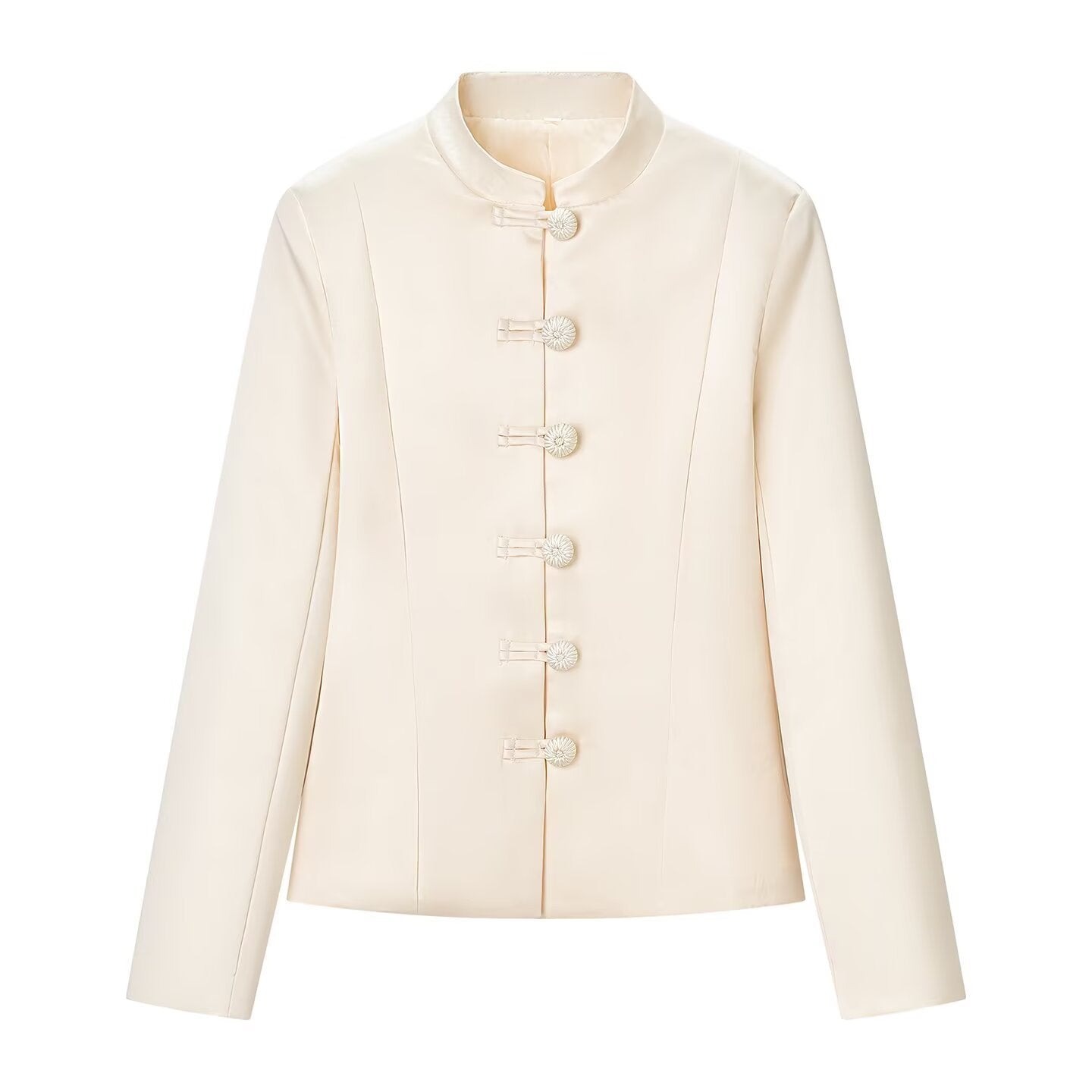 Elegant satin waistband buckle embellished jacket eprolo