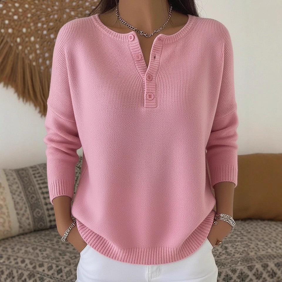 Woolen button V-neck women's sweater eprolo