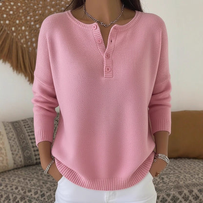 Woolen button V-neck women's sweater eprolo