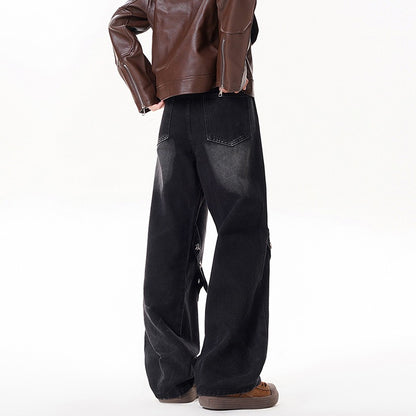 Relaxed Straight Leg Jeans Men Long Pants eprolo