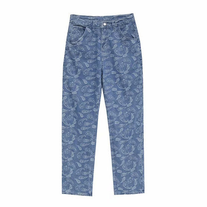 Jeans men's trendy straight leg loose Japanese pants trend Korean wide leg eprolo