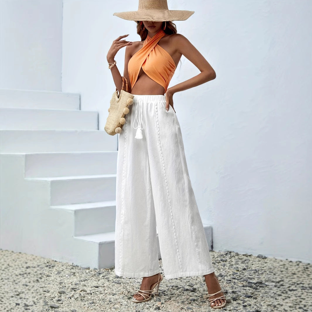 Loose tassel wide leg pants eprolo