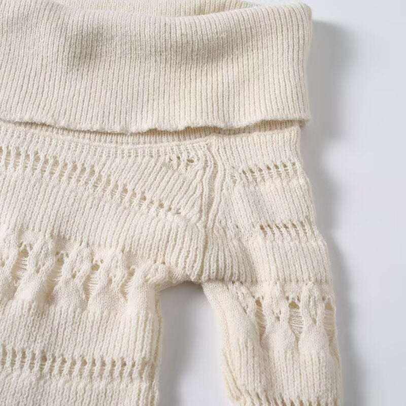 Striped hollowed out one shoulder sweater knitted sweater eprolo