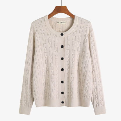 Retro Style Knit Cardigan Sweater Coat for Women, Casual Office Wear, Oversized Fit, Long Sleeve, Pullover Design eprolo