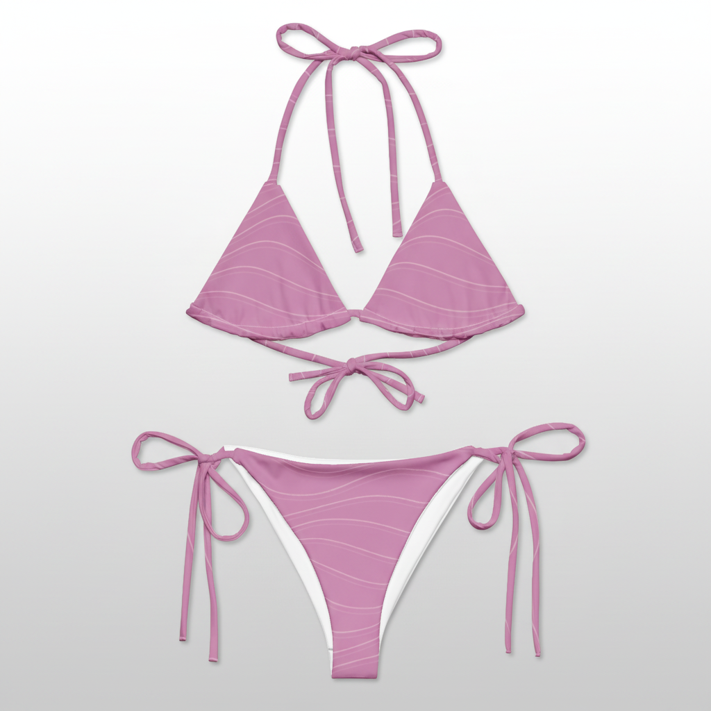 SUÐR '26 String-Bikini-Set – Wellen Altrosa NORÐR Clothing