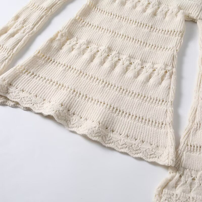 Striped hollowed out one shoulder sweater knitted sweater eprolo