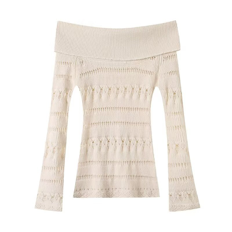 Striped hollowed out one shoulder sweater knitted sweater eprolo