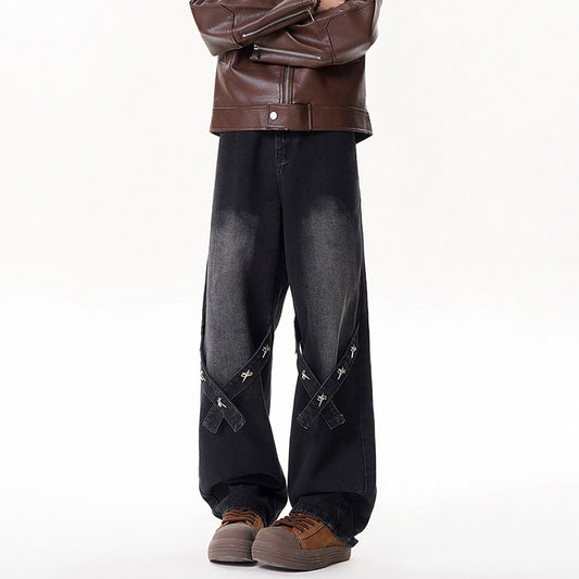 Relaxed Straight Leg Jeans Men Long Pants eprolo