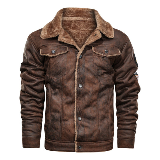 Men  Autumn Thick Warm Fleece Leather Jacket Coat Men Winter Outwear Casual Military Bomber Motor Biker Leather Jackets Men eprolo