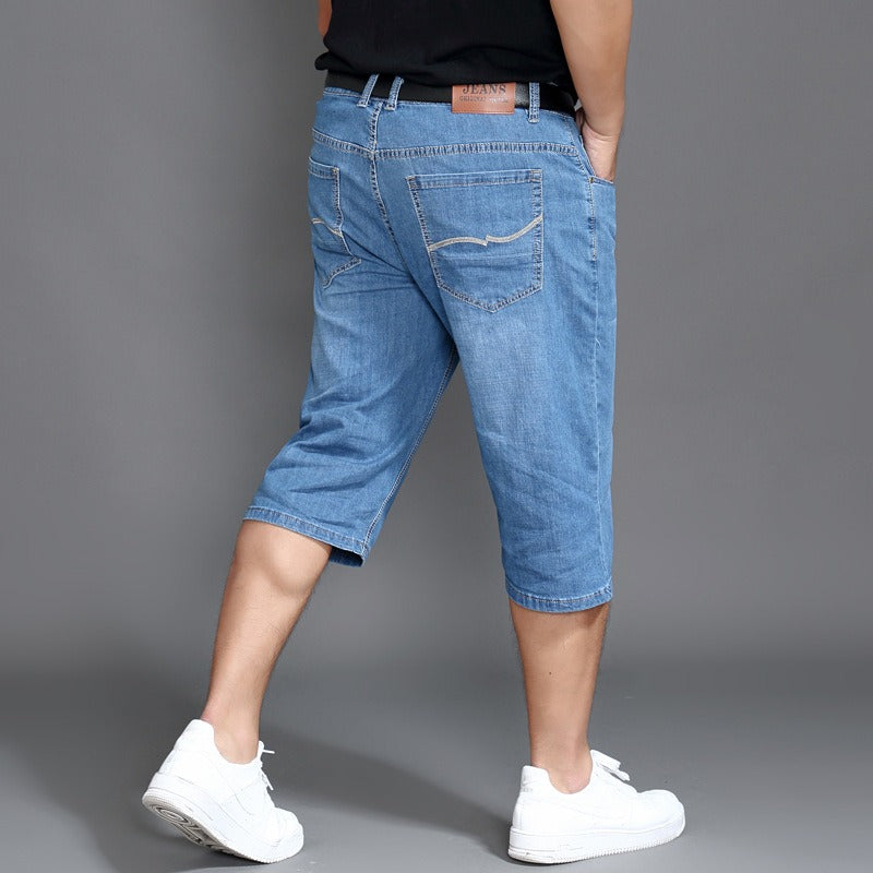 Oversized Denim Shorts Thin Men Fat Men Enlarged Denim Shorts Summer Fat Men Loose Fitting High Waisted Stretch Jeans eprolo