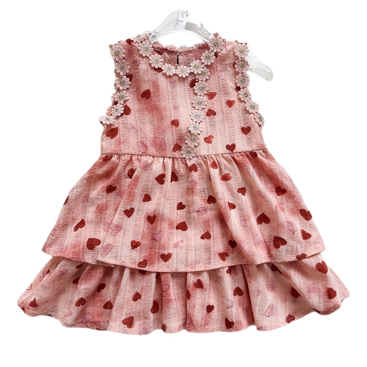 Cute Sleeveless Dress for Girls with Heart Print and Large Bow, Princess Style Summer Dress eprolo