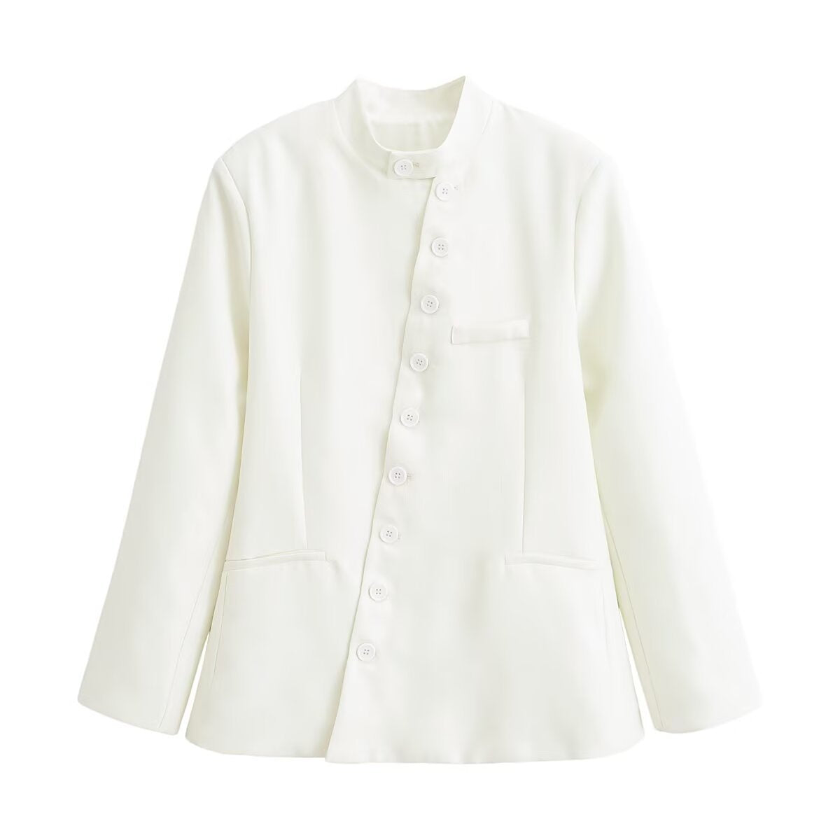 Commuting style diagonal breasted stand up collar jacket eprolo