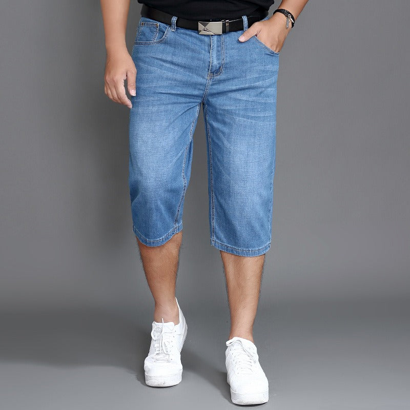 Oversized Denim Shorts Thin Men Fat Men Enlarged Denim Shorts Summer Fat Men Loose Fitting High Waisted Stretch Jeans eprolo