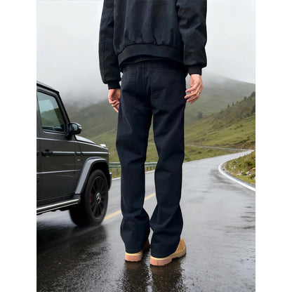 Vintage Black Flared Jeans Men Cleanfit Vibe Style Knife-Edge Pants eprolo