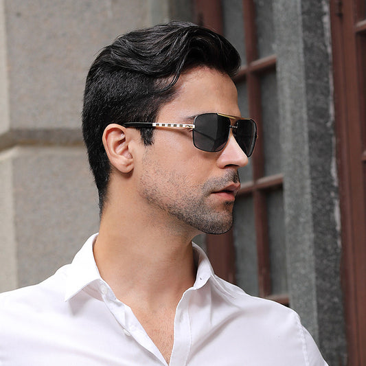 New Attitude Vintage Square Frame Sunglasses for Men, Fashionable Retro Aviator Style Shades, Streetwear Trendy Eyewear eprolo