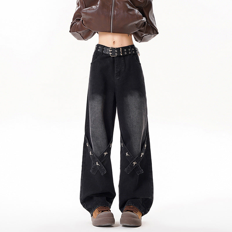 Relaxed Straight Leg Jeans Men Long Pants eprolo