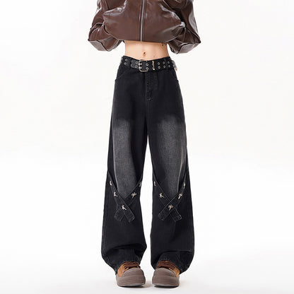 Relaxed Straight Leg Jeans Men Long Pants eprolo