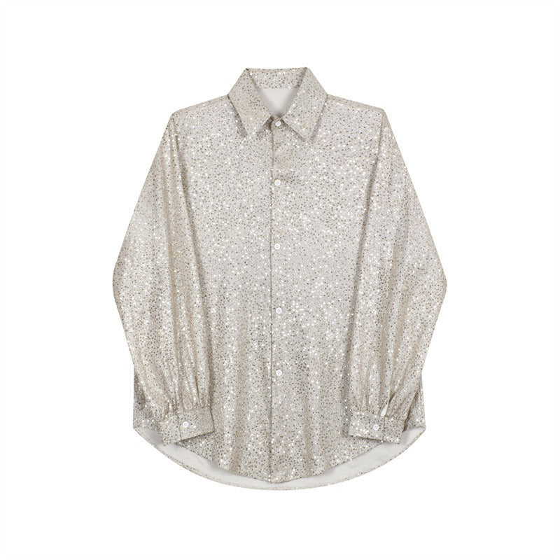 Beaded handmade sequin loose shirt for men eprolo