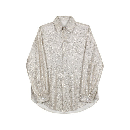 Beaded handmade sequin loose shirt for men eprolo