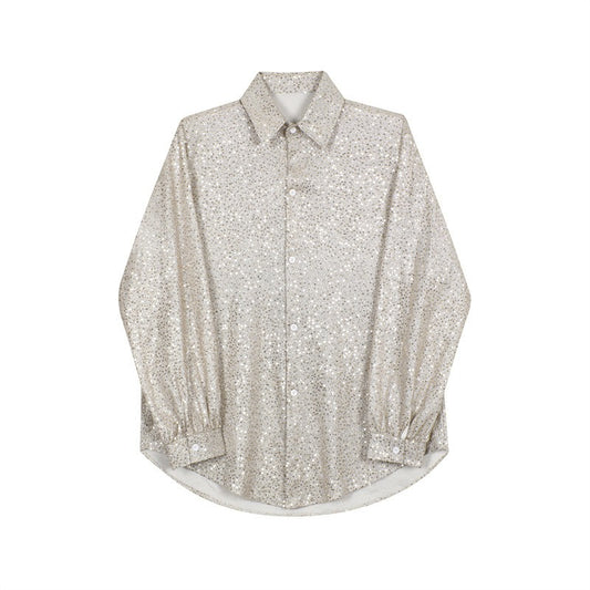 Beaded handmade sequin loose shirt for men eprolo