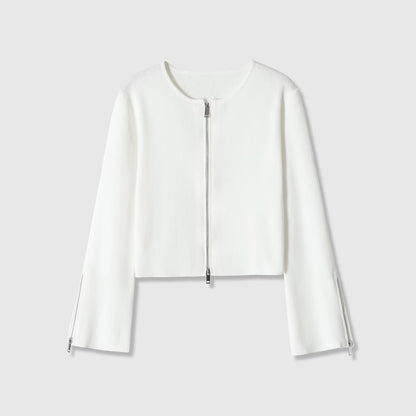 Retro style long sleeved round neck zipper jacket eprolo