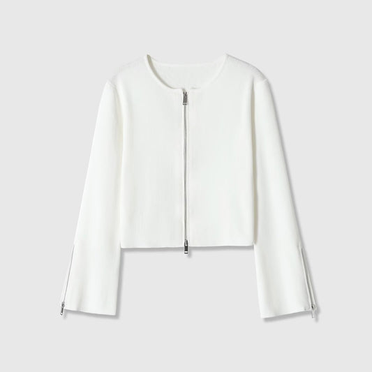 Retro style long sleeved round neck zipper jacket eprolo