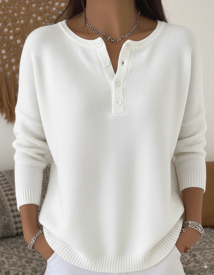 Woolen button V-neck women's sweater eprolo