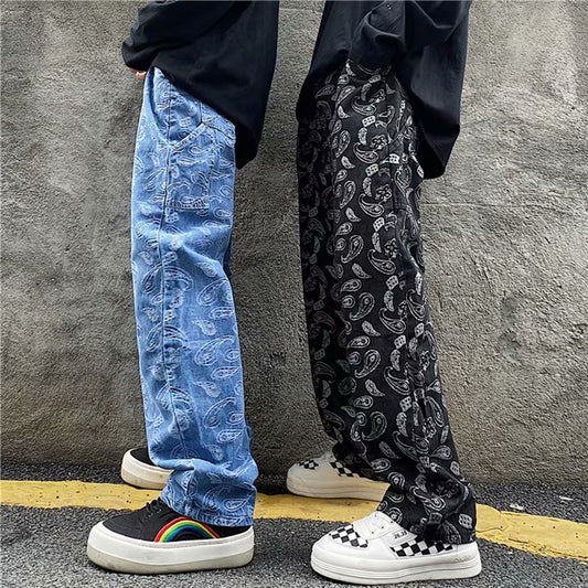Jeans men's trendy straight leg loose Japanese pants trend Korean wide leg eprolo