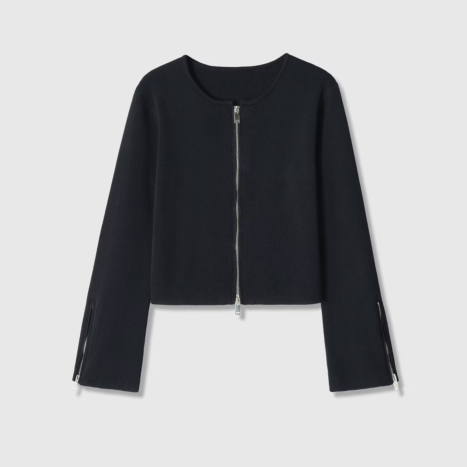 Retro style long sleeved round neck zipper jacket eprolo