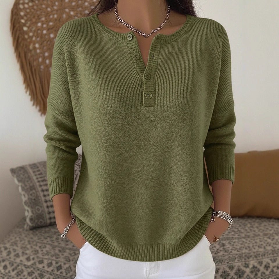 Woolen button V-neck women's sweater eprolo