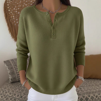 Woolen button V-neck women's sweater eprolo