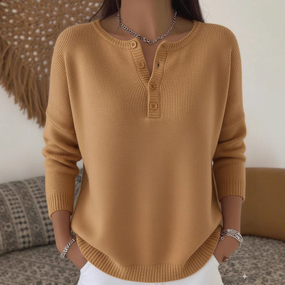 Woolen button V-neck women's sweater eprolo