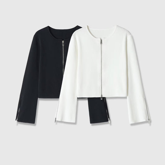 Retro style long sleeved round neck zipper jacket eprolo